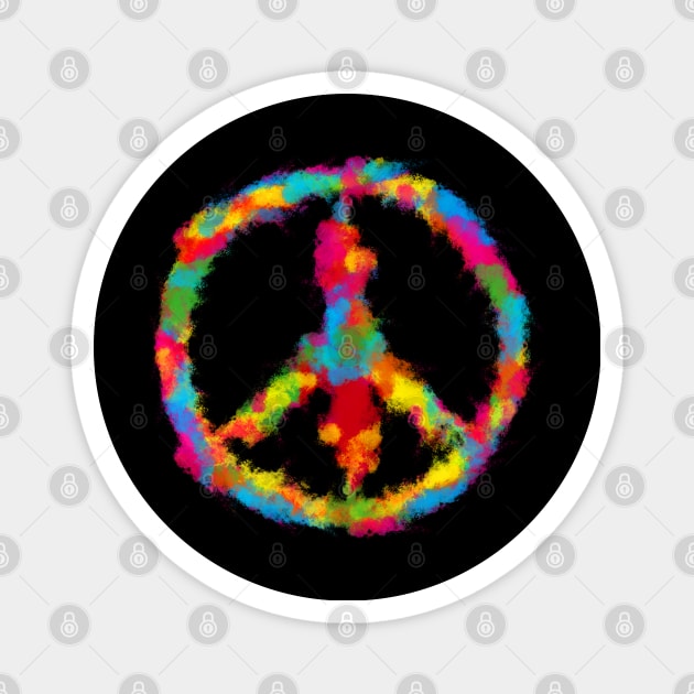 Peace Symbol in Rainbow Watercolors Magnet by Hispaniola-Fineart